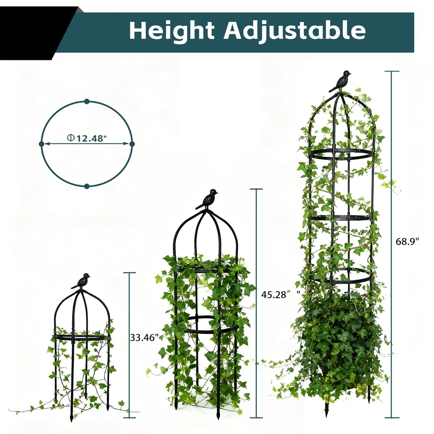 GreenGiggle 2 Pack Garden Obelisk Trellis for Climbing Plants Outdoor, Plant Trellis Garden Tower Trellis for Potted Plant Climbing, Flowers Vegetable Cucumber Trellis