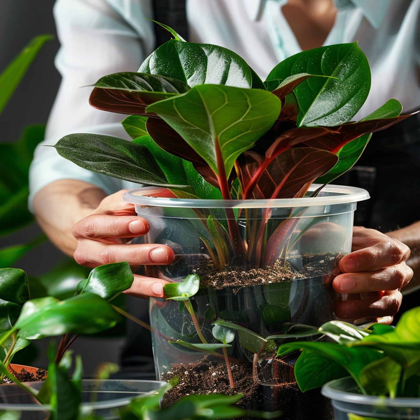OUPSAUI 36 Pack 7/6/5/3.5 Inch Clear Nursery Pots with Drainage, Clear Pots for Plants, Flexible Plastic Seed Starting Pot
