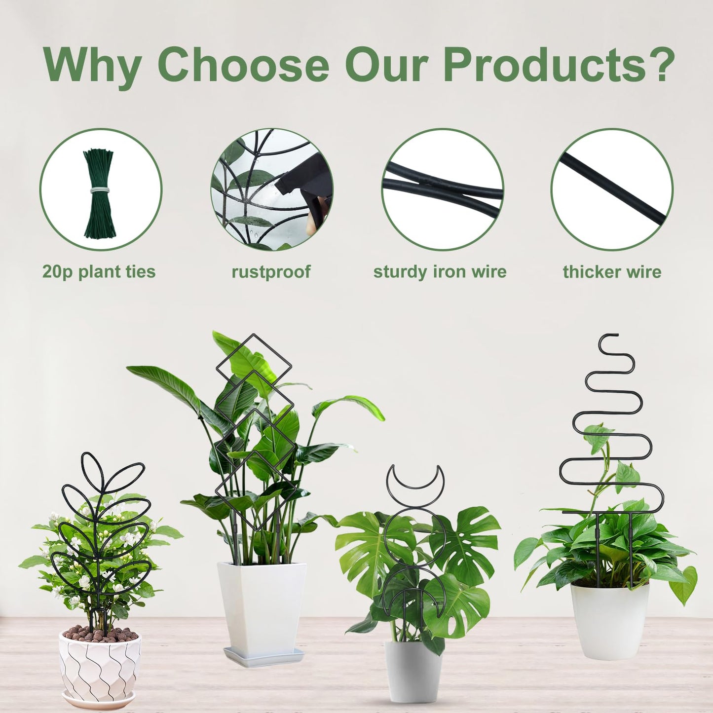 6(Six) Plant Trellis for Climbing Plants Indoor, 2(Two) Expandable Large Metal Trellis for Potted Plants and 4(Four) Trellis for Potted Plants