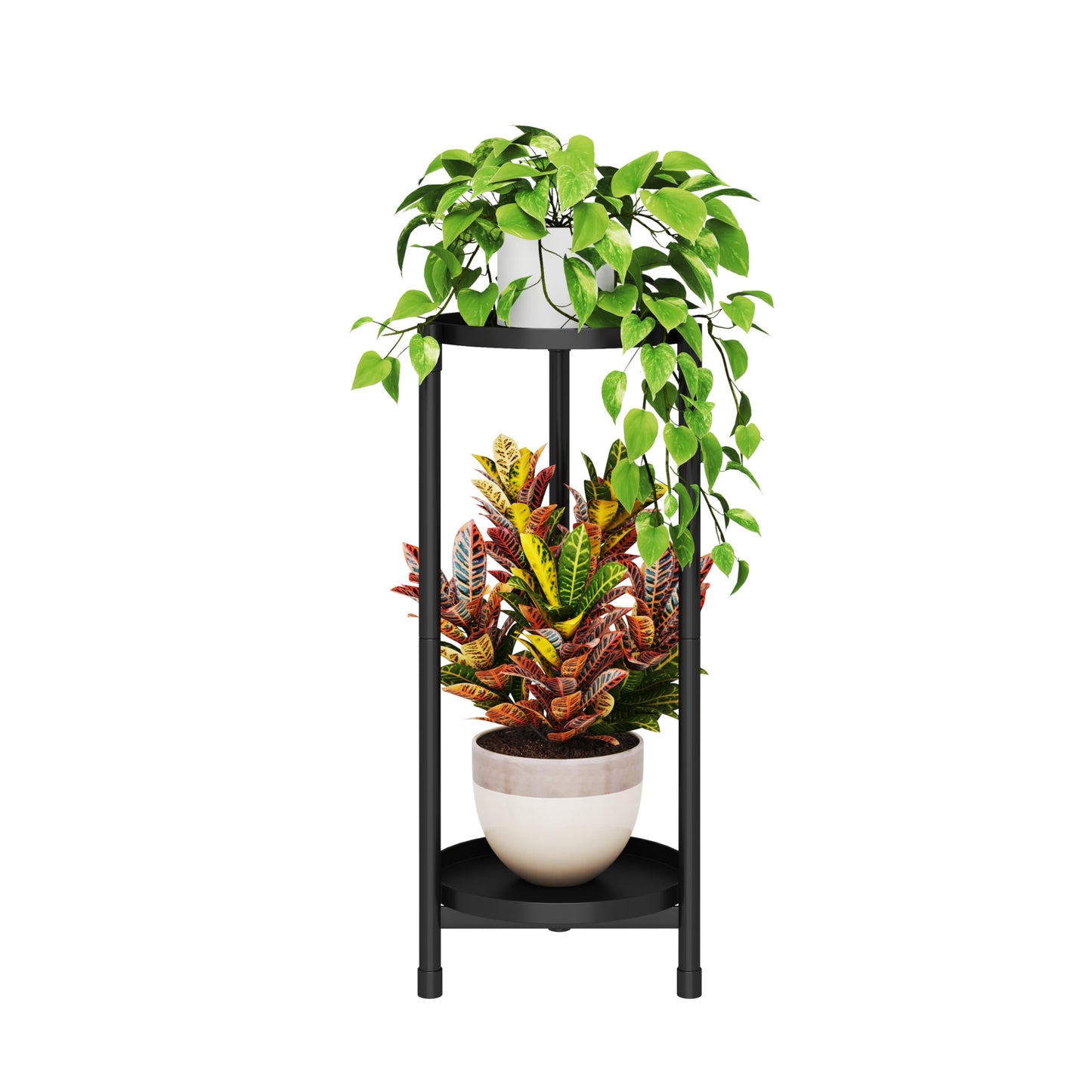Atpddpey Plant Stand indoor outdoor - 2 Tier black Tall Metal Flower Pot Holder Potted Display Rack - Heavy Duty Corner Plant Shelf for Patio Garden Balcony Living Room Bedroom