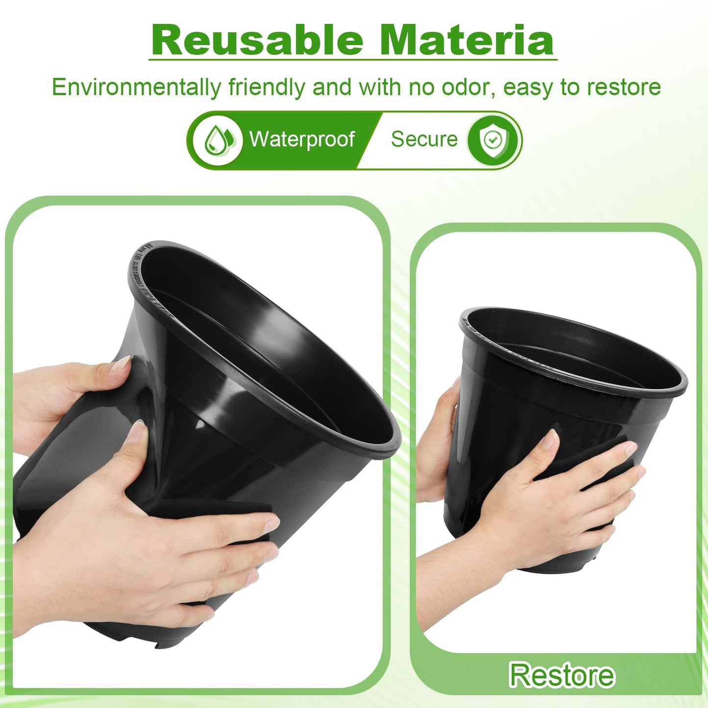 DUNPUTE 10 Pack 2 Gallon Pots for Plants, 2 Gallon Plastic Plant Pots with Drainage, Sturdy Plastic Pots for Plants, Flowers, Succulent Outdoor Indoor