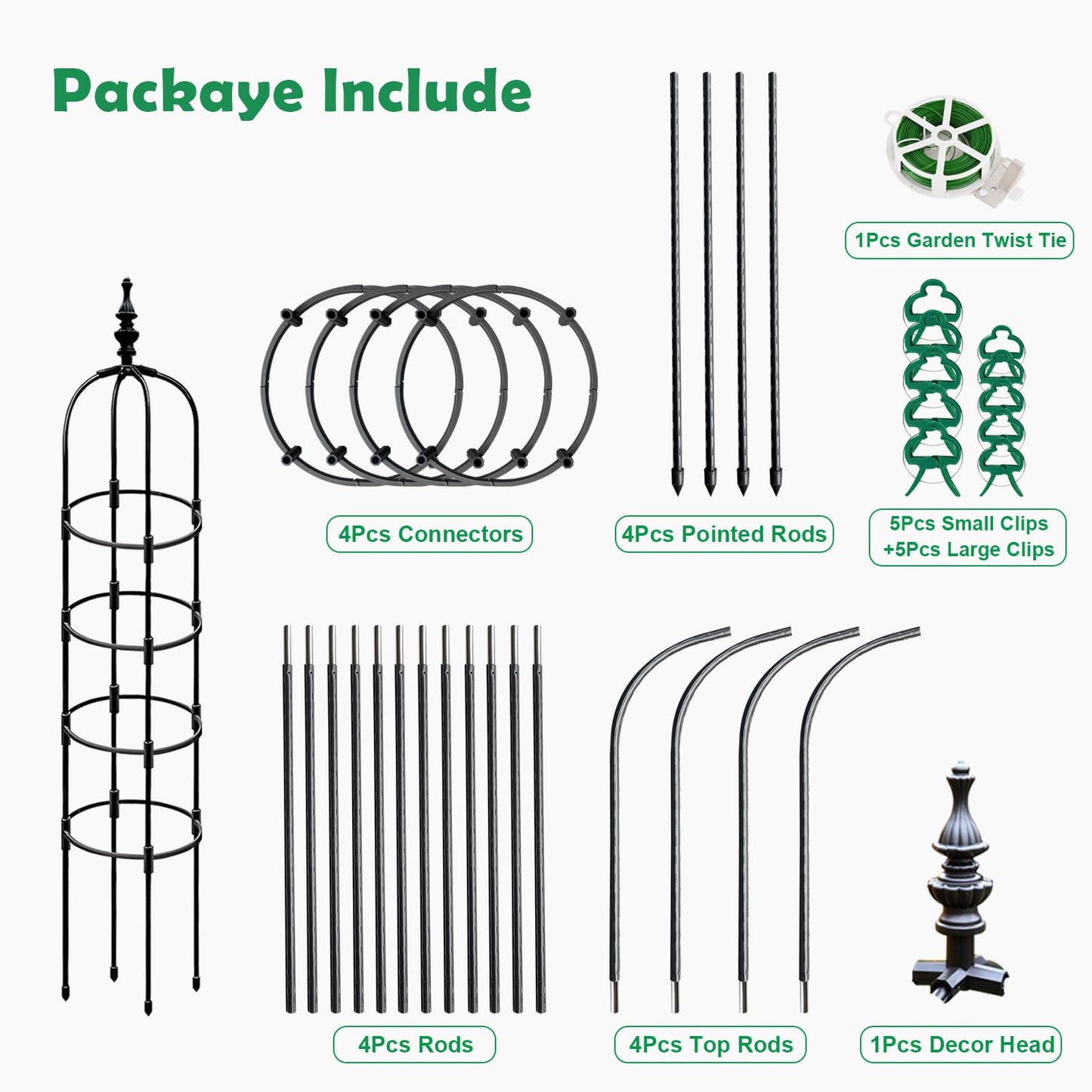 Trellis for Climbing Plants Outdoor 1Pcs Garden Obelisk 6Ft,Metal Pipe Tomato Cage Cucumber Rose Flower Vegetable Grape Round Vine Tall Plants Trellis,Plants Support Stakes Potted Garden Tower Indoor