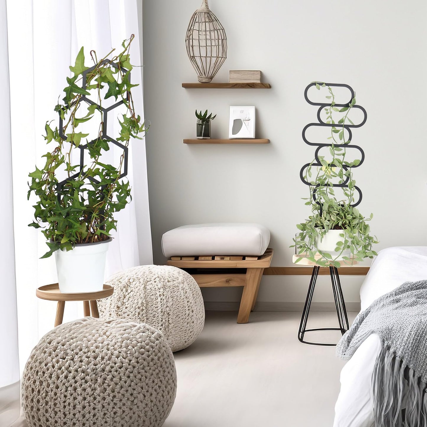 KOYILTD 4 Pcs Trellises for Climbing Plants Indoor Metal Climbing Plant Support Metal Plant Trellis for Pots Garden Trellis for Climbing Plants for Plant Lovers (Style 1)
