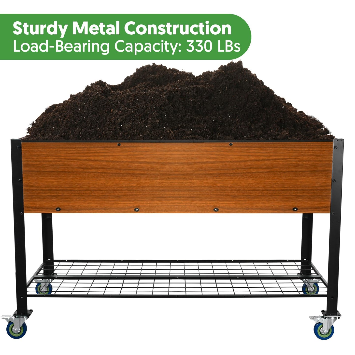 The Home Cult Raised Garden Bed with Legs and Wheels, Self-Watering Planter Box, 48x24x30 in Elevated Raised Bed with Drainage Hole, Built to Withstand Sun, Rain, and Wind for Up to 2 Years