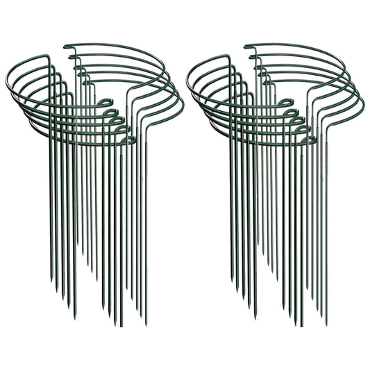 10 Pack Plant Support Stakes, Heavy Duty Interlinked Half Round Peony Metal Peony Cage, Garden Plant Support Ring for Indoor Outdoor Plants, Tomato, Hydrangea, Monstera, Flower (14 x 8inch)