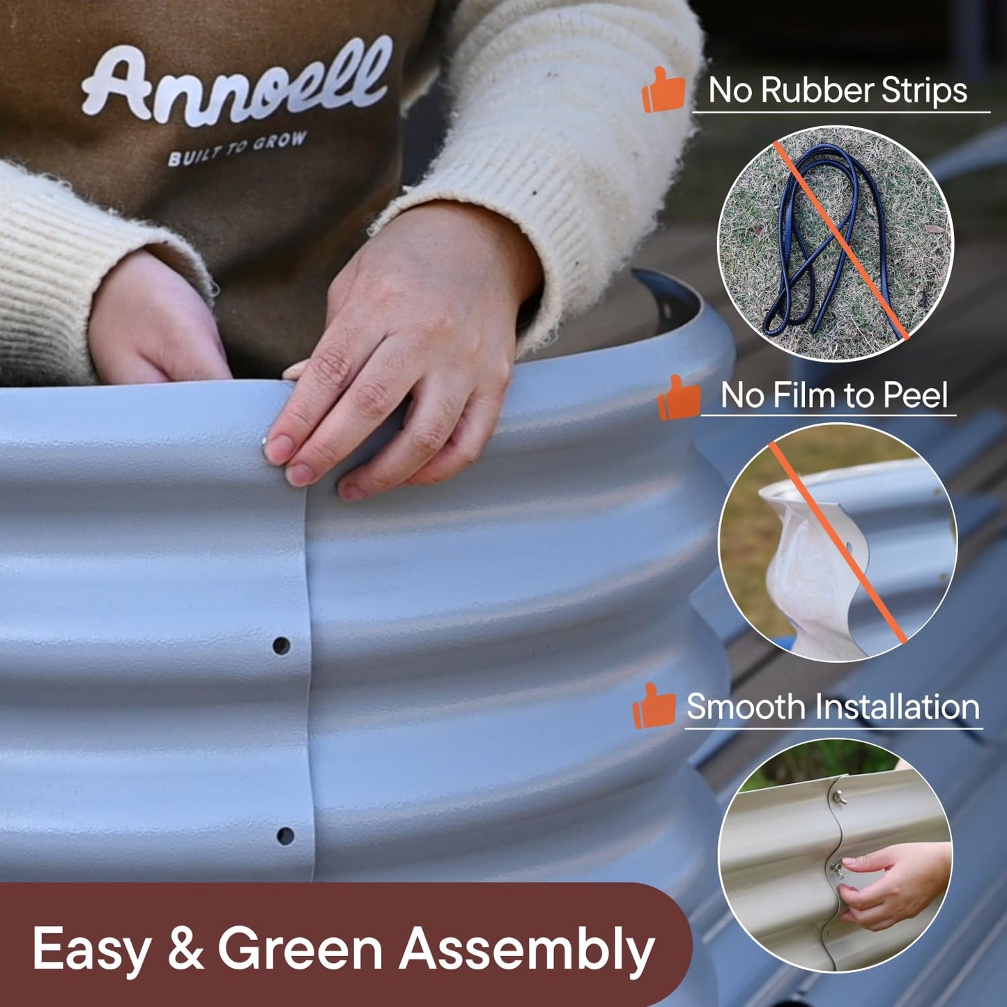 Annoell 6x2x1.5 ft Galvanized Raised Garden Bed, 18" Tall Metal Raised Planters for Outdoor Plants, Vegetables, Herbs, Above Ground Raised Garden Bed Kit for Small Space Gardening - Moss Green