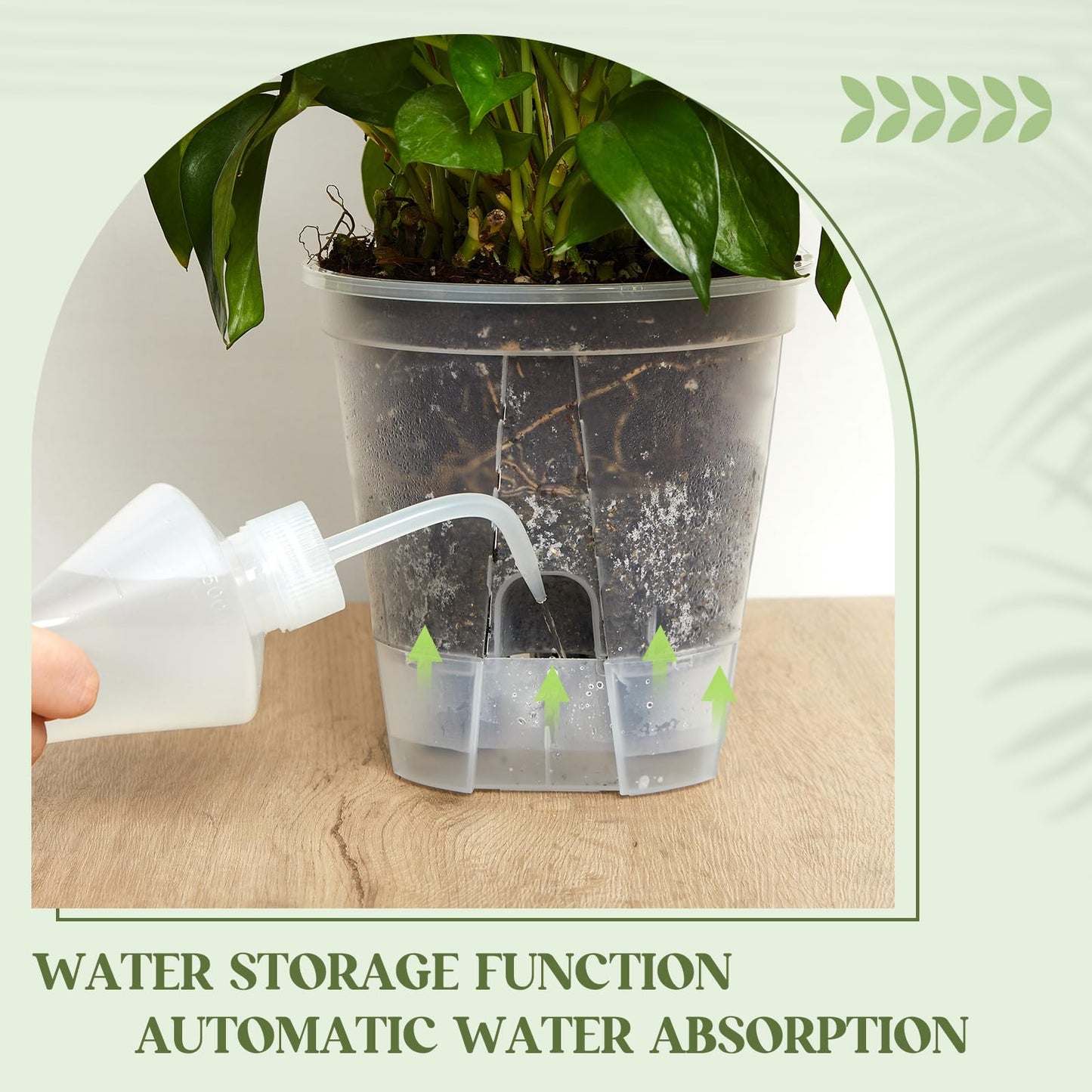Wonderjune Self Watering Pots for Indoor Plants with Deep Reservoir and High Drainage Holes for Outdoor Plants and Flowers, Bare Root Planter(4.72'', 5.91'', 7.09'',Clear,12 Pcs)