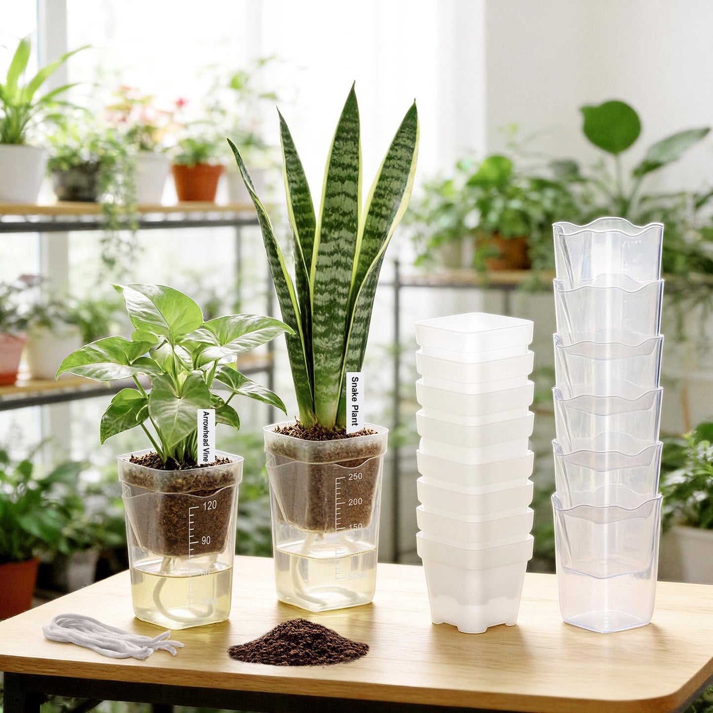 Zalovvi 2” Clear Self Watering Pots for Indoor Plants, 8PCS Mini Plastic Nursery Planters with Water Level Indicator & Drainage Holes for Propagation,Succulents,Seedling,African Violet,Plant Labels