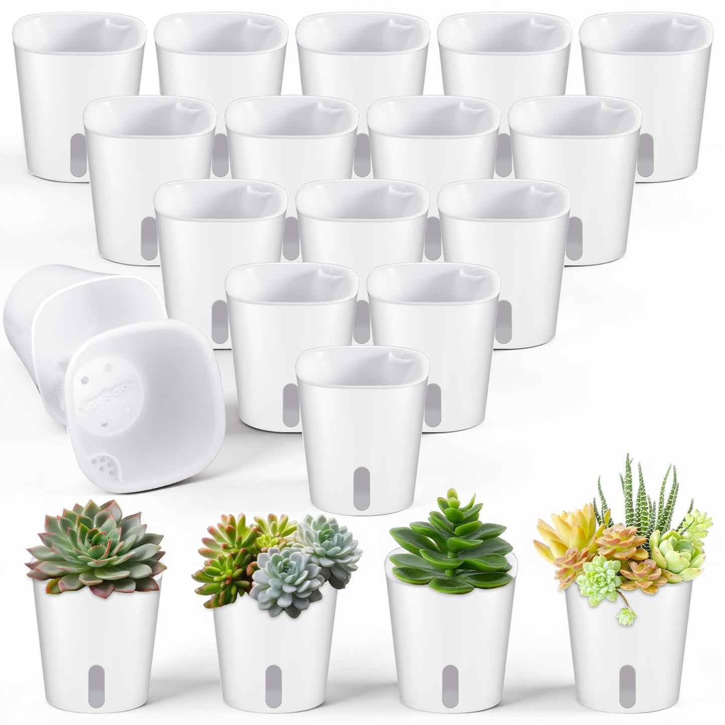 SHENLIU 3" Self Watering Pots, 20 Sets Plastic Self Watering Planters for Indoor Planters with Water Level Indicator and Multiple Vents Perfect for Succulents ﻿House Plants Flowers