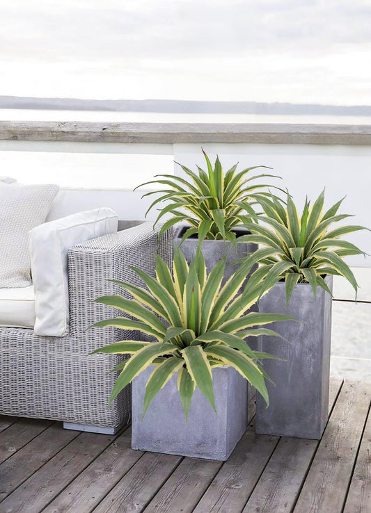 Hollyone Large Artificial Agave Plants 21.6" Tall Fake Agave Plant in Black Pot with Real Stone Pebbles Faux Succulent Aloe Tropical Plants Potted for Indoor Outdoor Home Patio Garden Decor