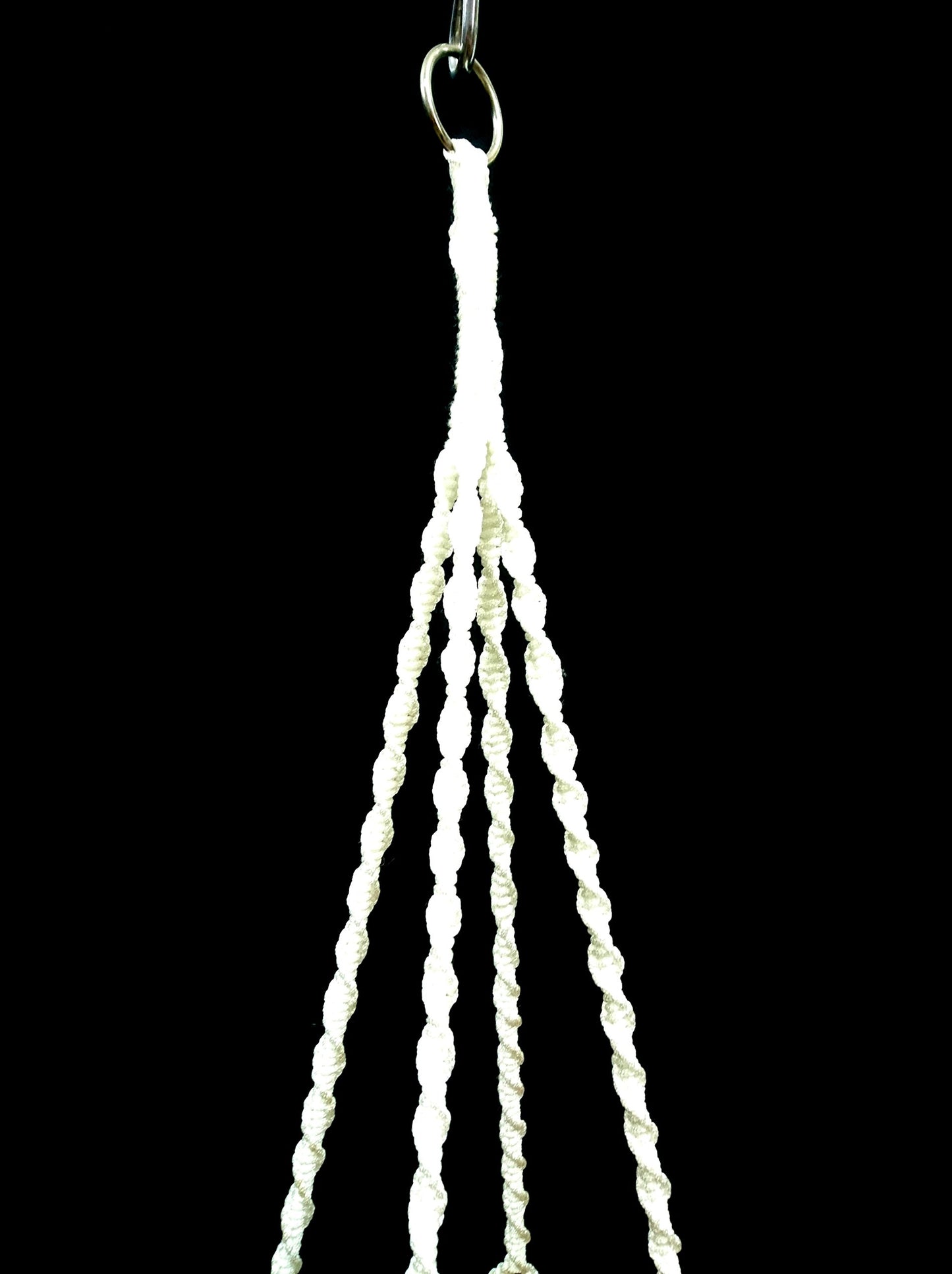 Hanpo 4 Legs Polypropylene Fiber Rope Macrame Plant Hanger Hanging Planter Holders Black& White Color, 48-inches for 10-12" Pot (White)