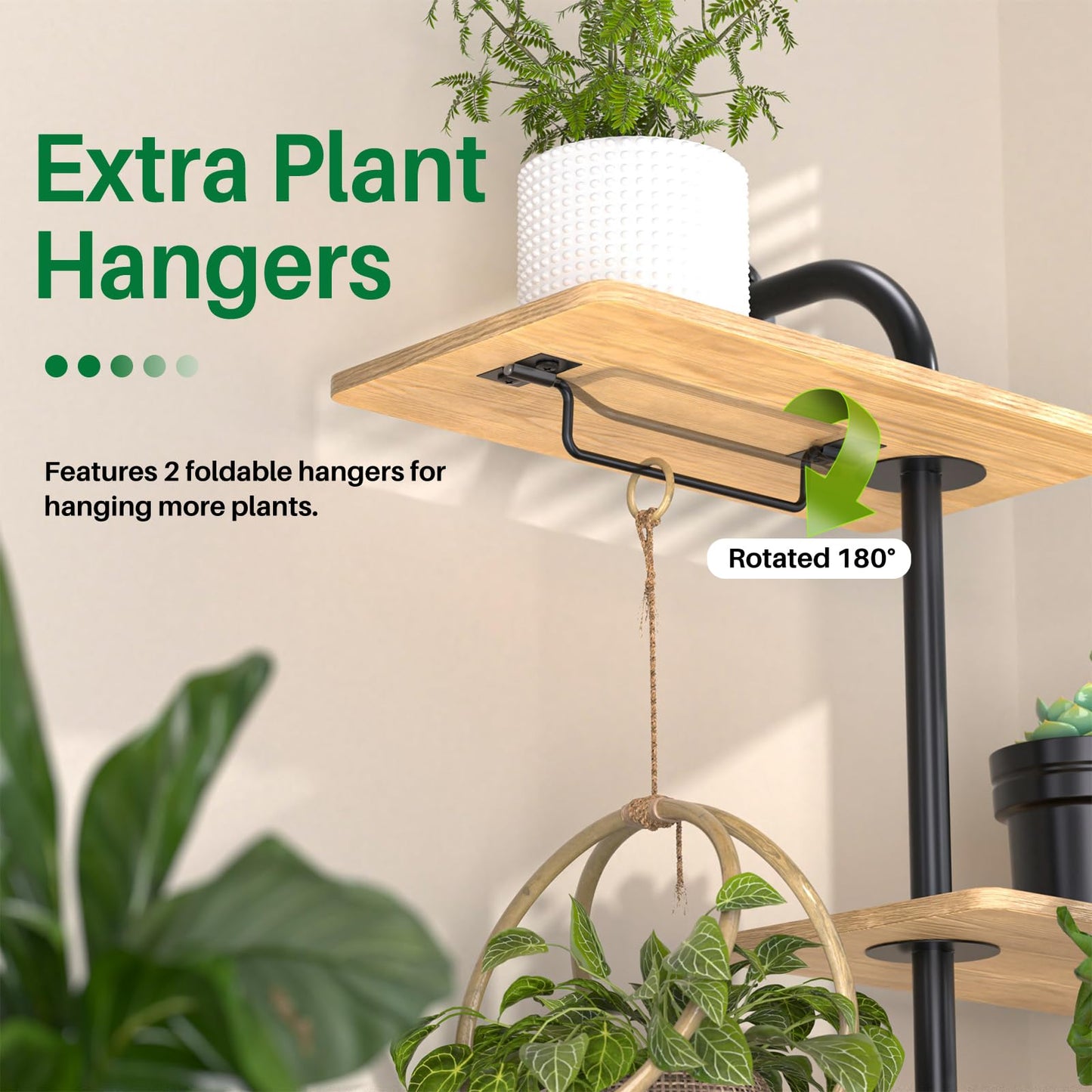 YUOROS Window Plant Shelves, 3-Tier Rotating Plant Shelf Stand, Indoor Metal Wall Plant Holder