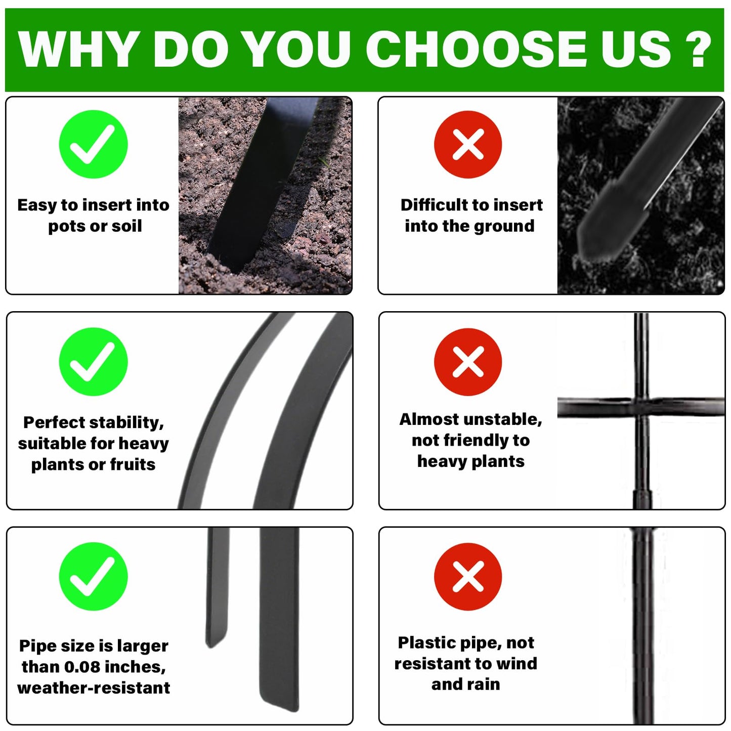 GOOOXIM Metal Garden Trellis - 12.6" x 17.5" Durable Black Powder Coated Obelisk for Climbing Plants, Ideal for Roses, Vines, and Flowers - Easy Assembly for Indoor & Outdoor Use
