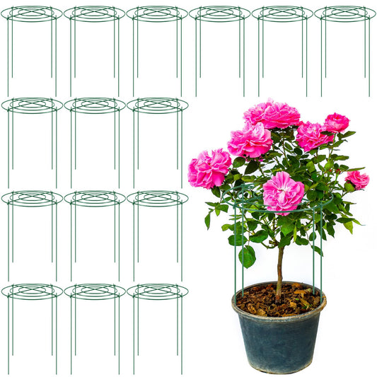 Geelin 15 Pack Peony Cages and Supports 12'' Dx 16'' H Grow Through Metal Plant Supports Frame Rings Hoops for Outdoor Plants Peony Flowers Tomato Rose