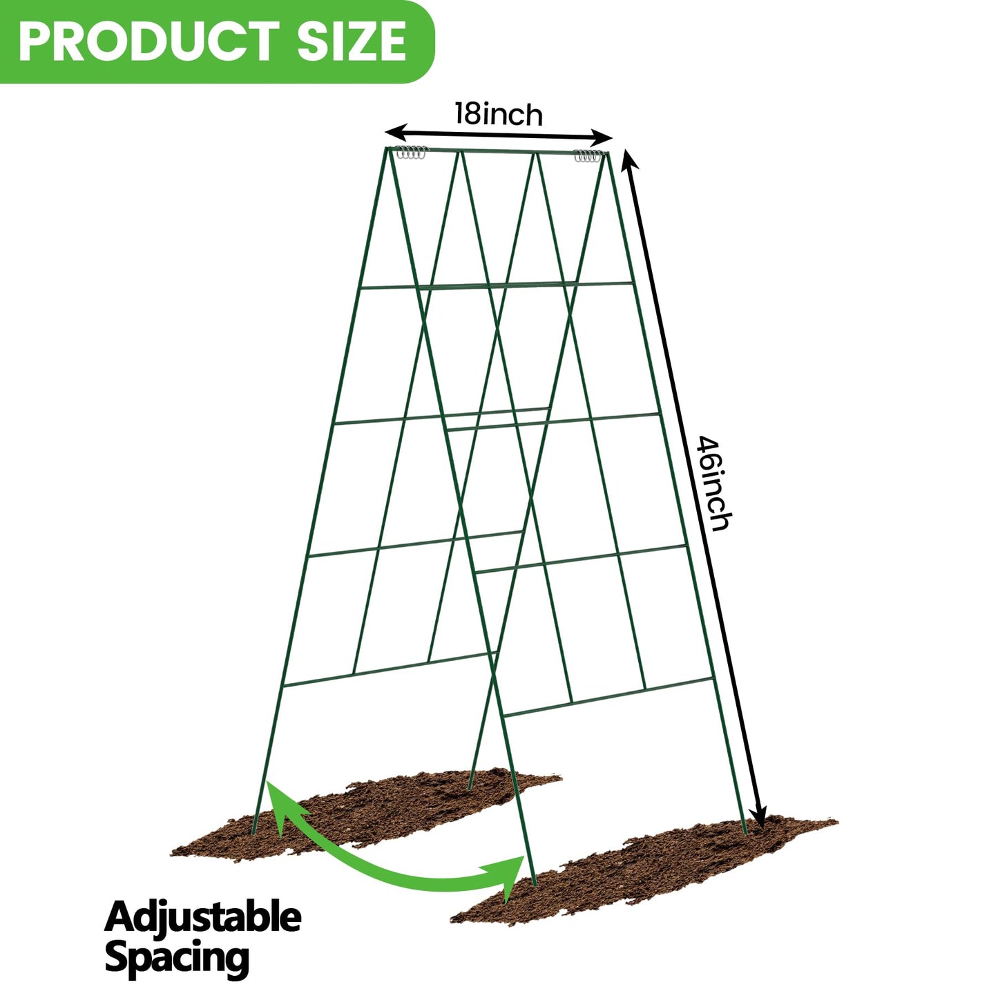 Toriexon Foldable Cucumber Trellis - 4 Pack, A-Frame Garden Trellis 46" L x 18" W, Steel Climbing Plants Support Raised Bed Trellis with Twist Ties & Plant Bags for Climbing Plants Outdoor