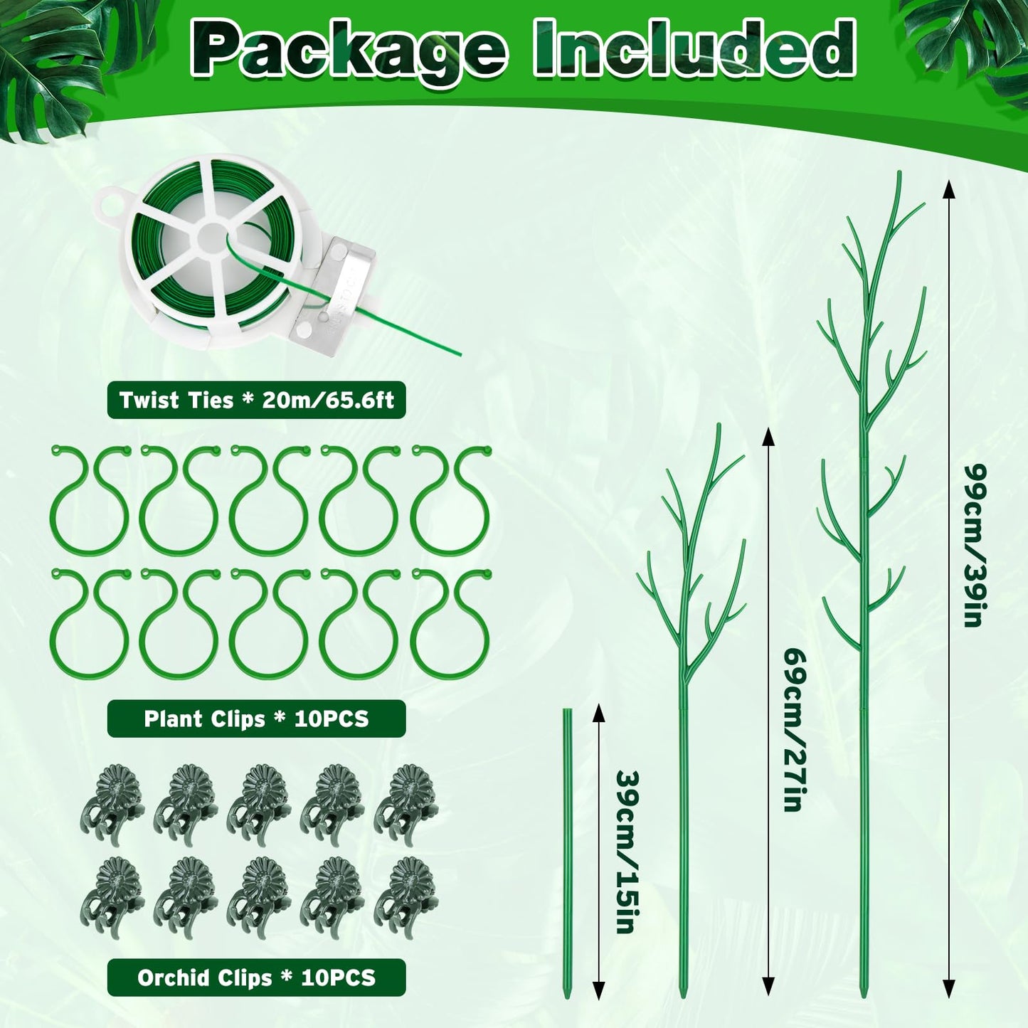 Hysagtek 4 Pack Plant Support Stakes for Indoor Plants, Monstera Plant Support Stackable Plant Stem Support Twig Plant Sticks for Indoor Outdoor Climbing Plants