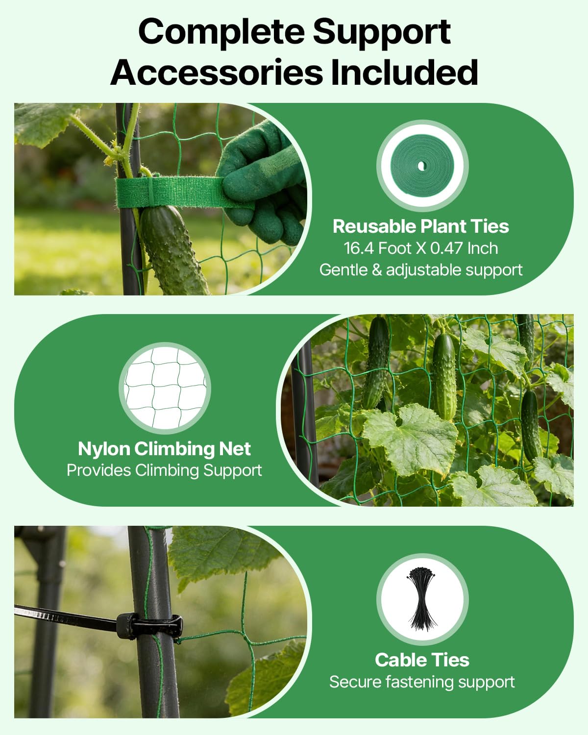 Suteck Cucumber Trellis for Raised Bed – 63" x 63" U-Shaped Metal Garden Trellis for Climbing Vegetables, Tall Arch Plant Support for Beans, Tomatoes
