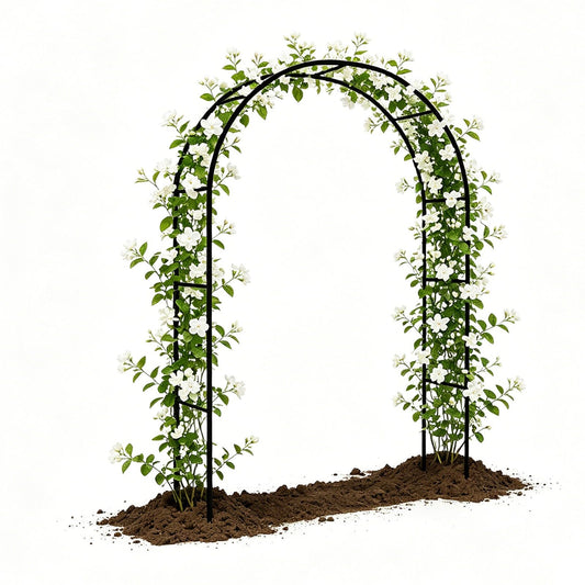 Metal Garden Arch Trellis for Climbing Plants, 4.6ft 7.8ft 10ft Outdoor Archway Arbor Stand for Roses, Cucumber Vines Frame for Raised Bed, Patio Backyard Wedding Decoration(Black,W7.87ft*H7.22ft)