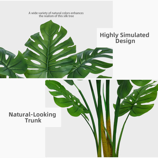 ASTIDY Artificial Monstera Deliciosa Plant 5FT - Faux Tropical Palm Tree with White Tall Planter - Fake Swiss Cheese Floor Plant Potted - Artificial Tree for Home Office Living Room Decor Indoor