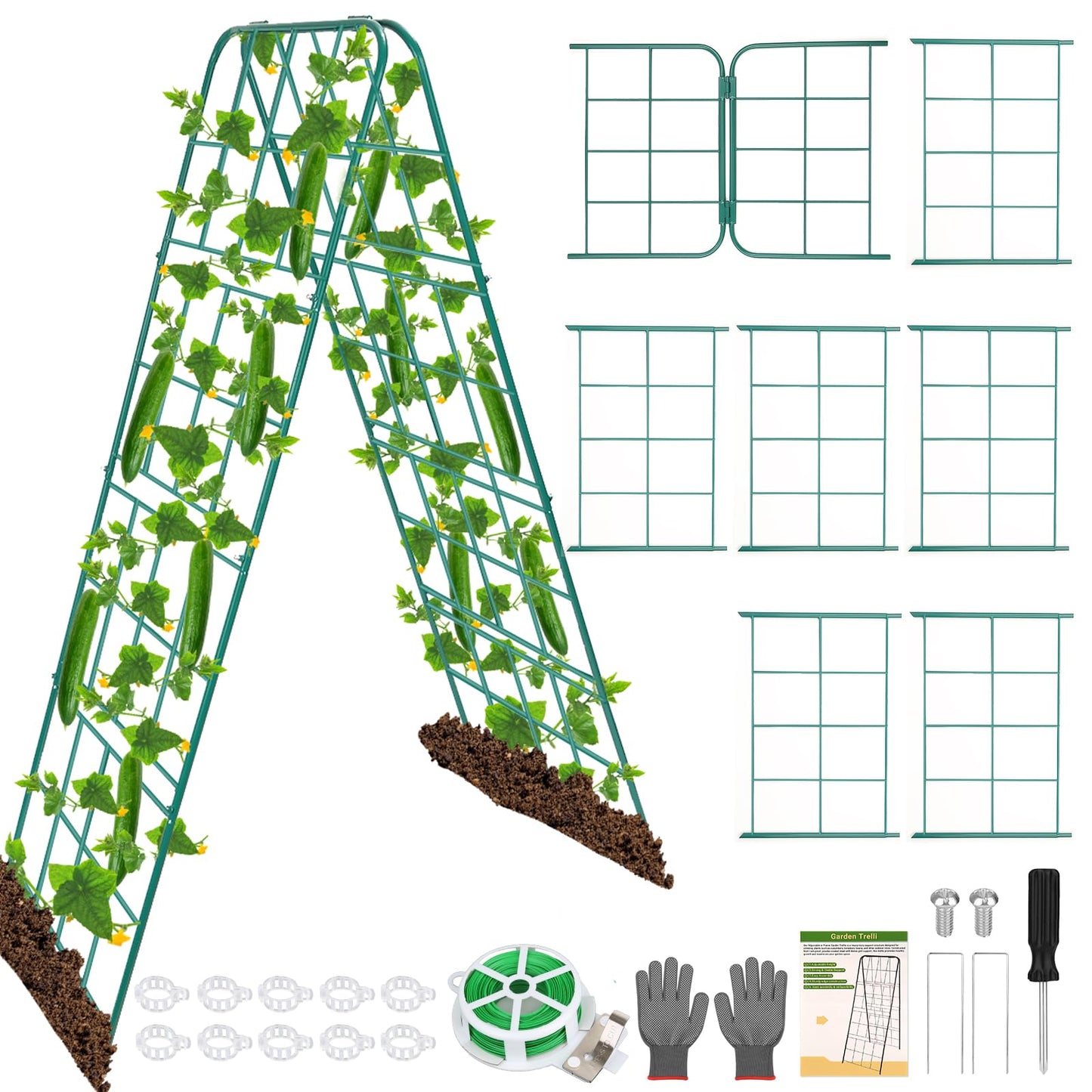 Heavy Duty Metal 50"x17" Cucumber Trellis for Raised Bed, A Frame Garden Trellis for Climbing Plants Outdoor, Plant Trellis Support for Tomato Bean Pea Grape Adjustable Vegetable Garden Trellis