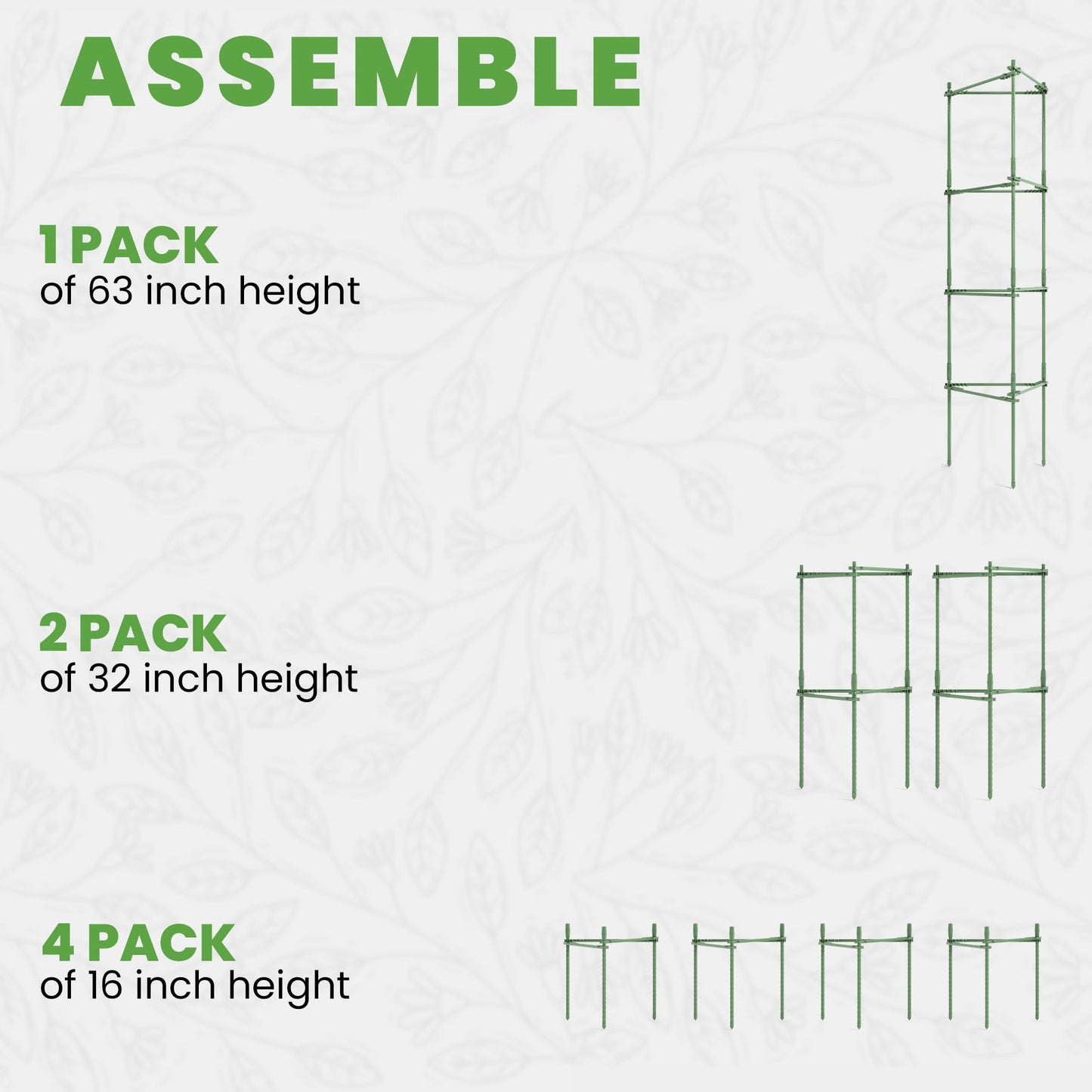 Tomato Cage Premium - Large Trellis Stakes and Plant Support Structures for Vegetables and Climbing Plants - Tall Tomato Cages for Garden, Pots, Raised Garden Bed Outdoor (1 Pack - Up to 63")