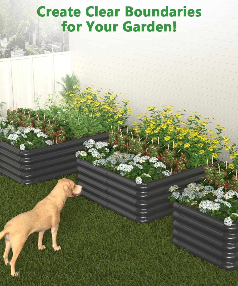 Sprimden 3.0x1.8x1.0ft Raised Garden Bed Kit, Rustproof PP Material Garden Box, Flower Bed with Tool-Free Assembly Design, Rectangular Planter Boxes for Outdoor Vegetables Flower Fruit Herb, Black
