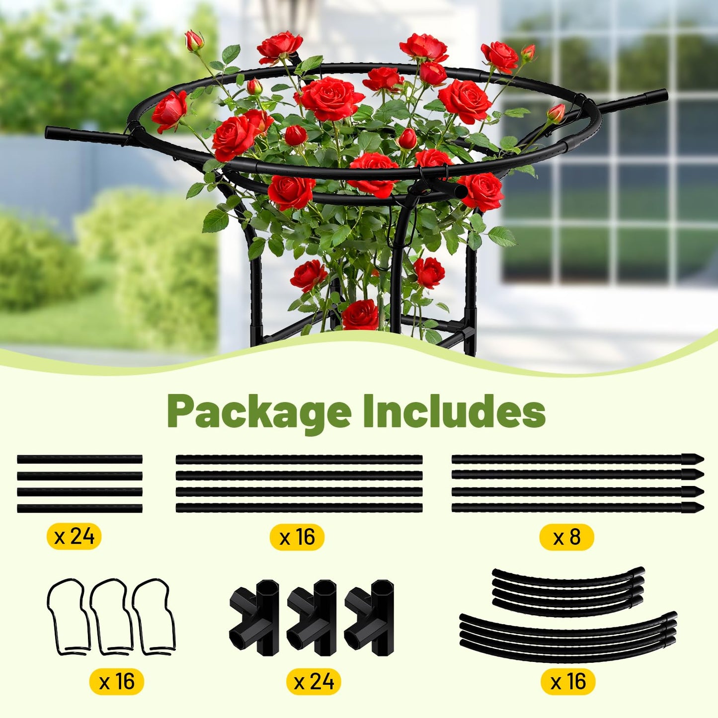 2pcs Garden Trellis for Climbing Plants Outdoor, 65 Inch Mushroom Top Trellis for Climbing Plants, Plant Trellis Support for Potted Plants Climbing Vine Rose Clematis Vegetable Trellis