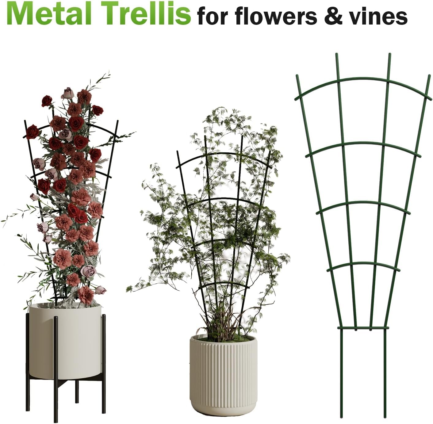 DOLEMODUO 4-Pack Metal Trellis for Potted Plants, 32" Heavy Duty Garden Trellis for Climbing Plants, Rustproof Powder Coated Indoor/Outdoor Trellis for Climbing Vines, Flowers, Houseplants