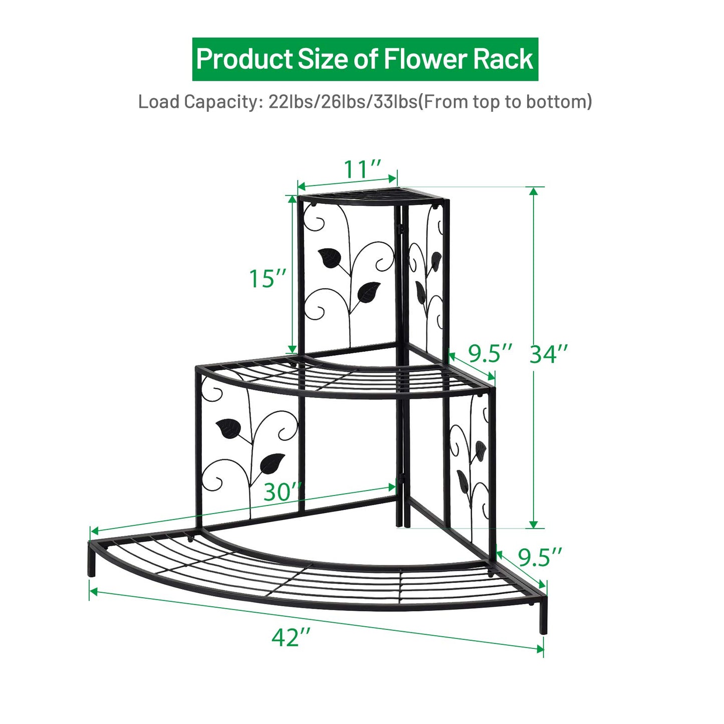 Giantex 3 Tiers Corner Shelf Metal Plant Stand, Stair-Step Style Flower Pot Display, Ladder Plant Display Rack, Quarter Round Plant Shelf for Indoor Outdoor Use