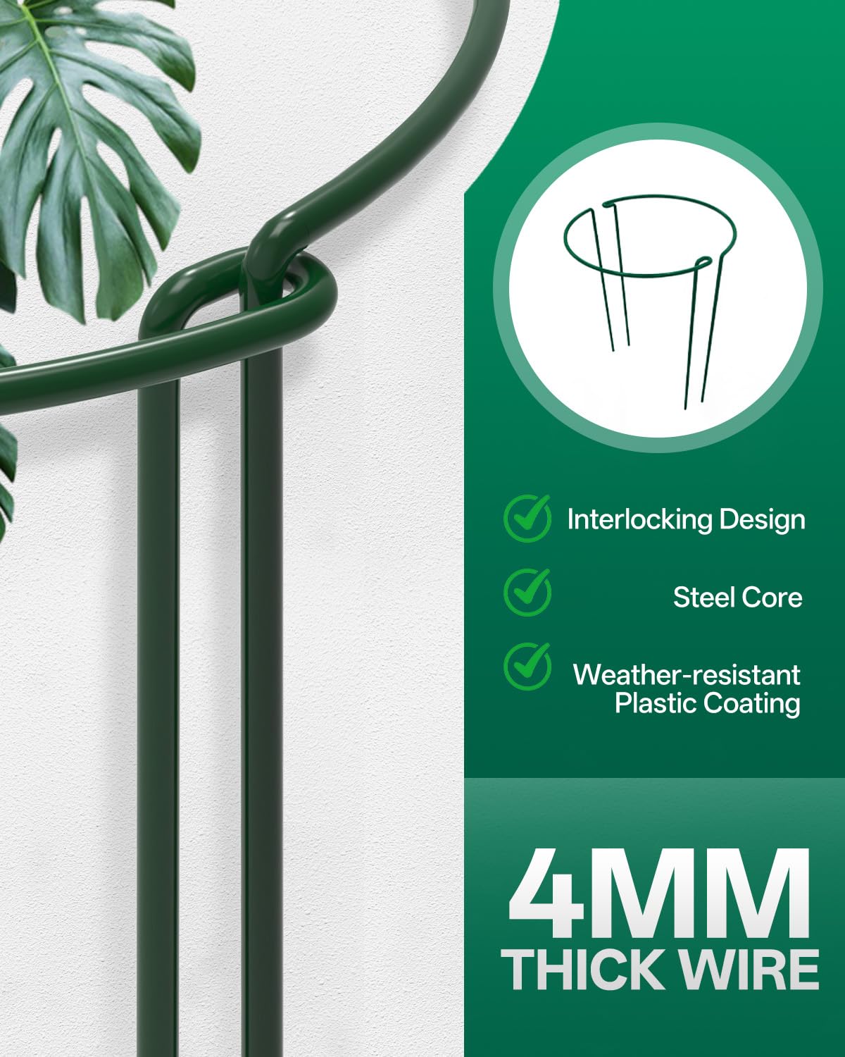 Breeze Touch 8 Pack Plant Support Stakes, 16 Inch Plant Stakes for Outdoor Plants, Peony Cage with 15 Pcs Green Lables, Peony Cages and Supports, Peonies Support Cages Flower Stakes for Plants