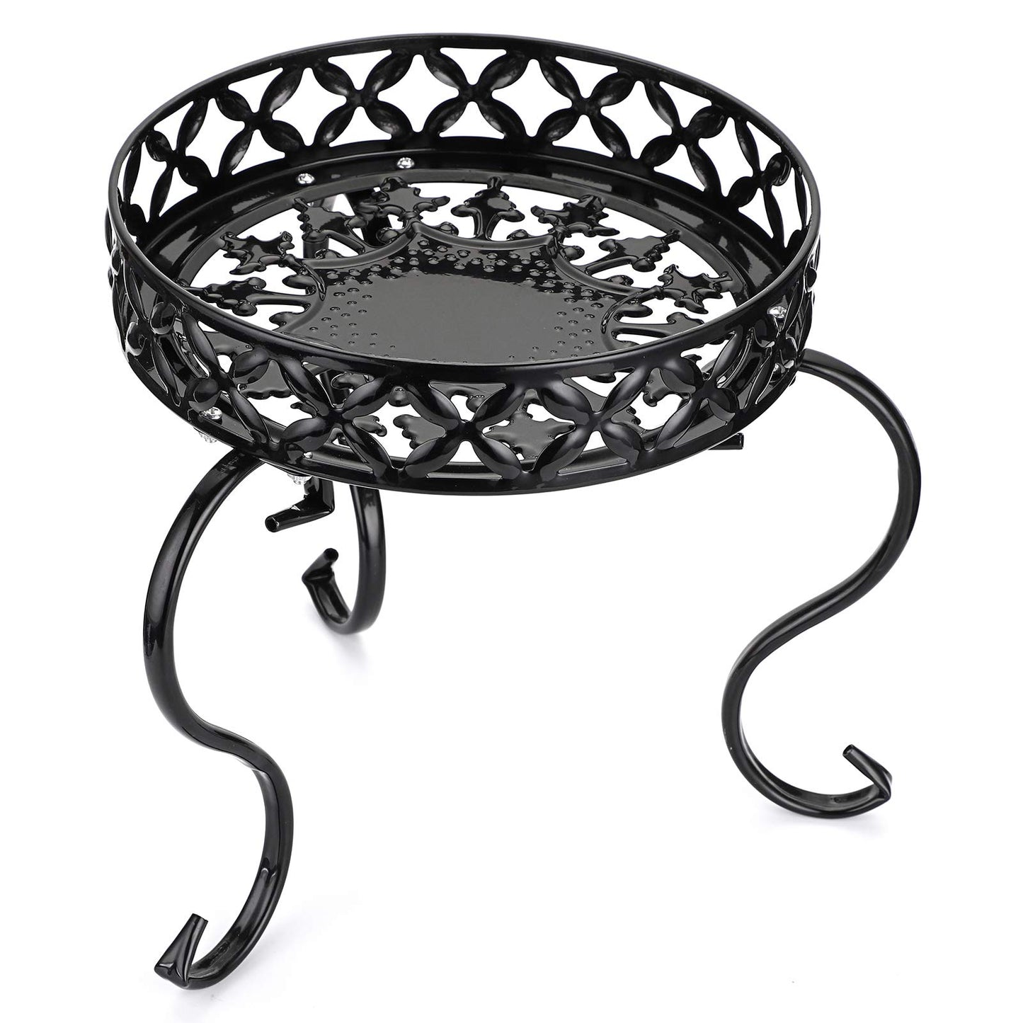 OwnMy Metal Round Plant Stand Indoor Outdoor Iron Flower Pot Holder, Heavy Duty Plant Stand Display Potted Rack for Home, Garden, Patio, Black