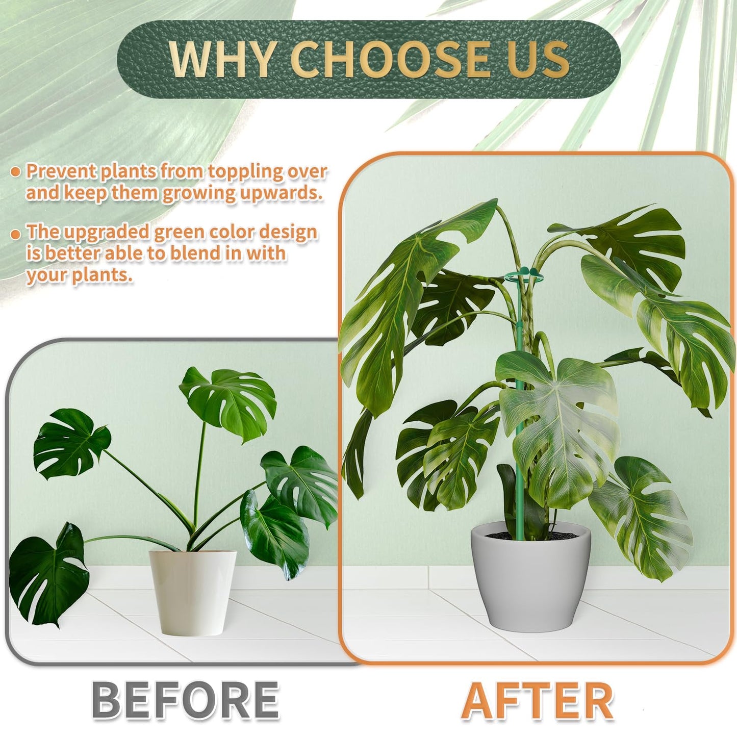 Telescoping Plant Stakes,7Pcs 14.3In to 25In Adjustable Monstera Plant Support Orchid Sticks with Clips, Plant Sticks Support Tall for Monstera,Orchids,Tomatoes,Vines & Indoor Outdoor Plants