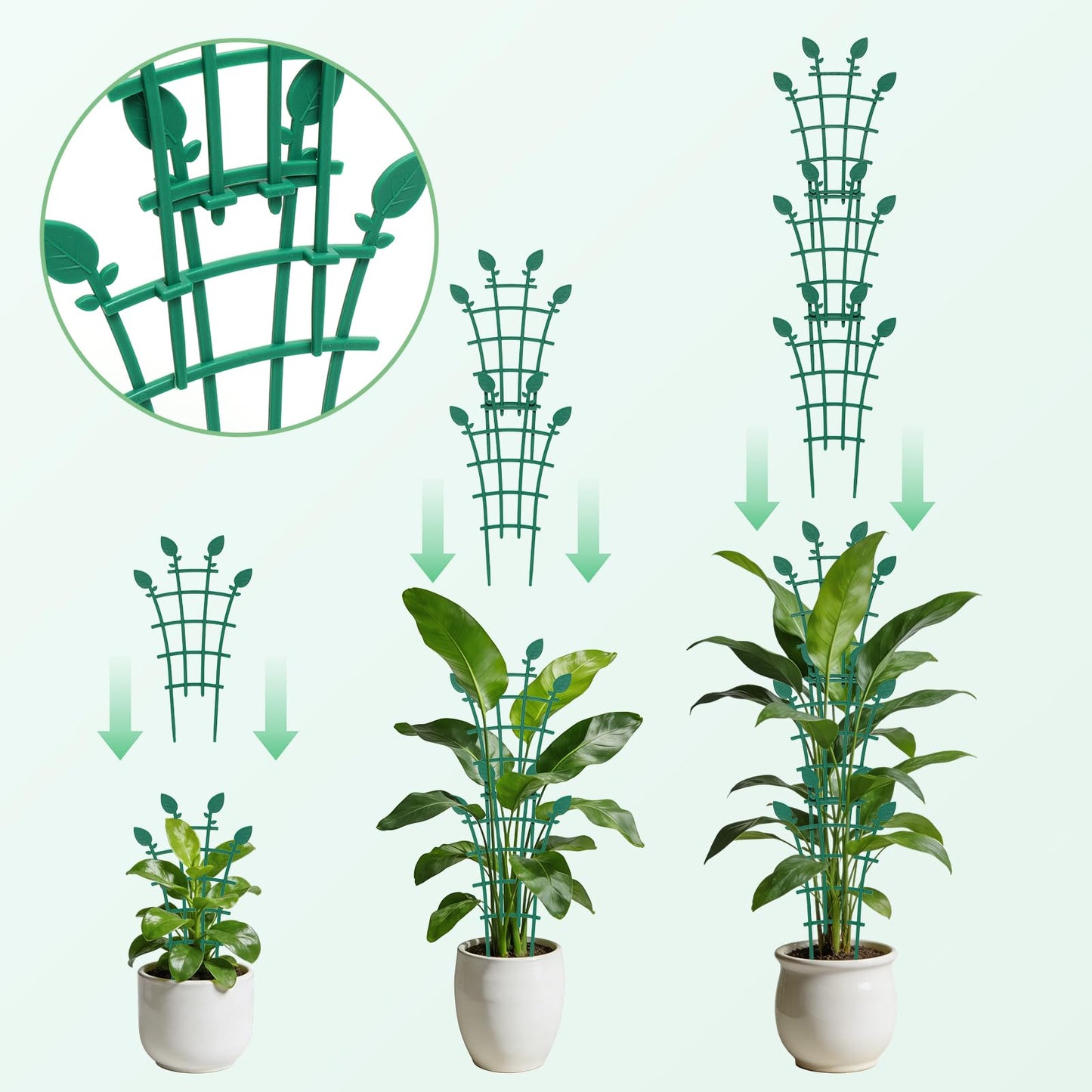 Ehpiern 4 Pack Trellis for Potted Plants, Simple to Install Stackable Small Plant Trellis for Indoor & Outdoor, Climbing Plant Support for Pothos, Houseplants Flower, Hoya, Vine, Ivy