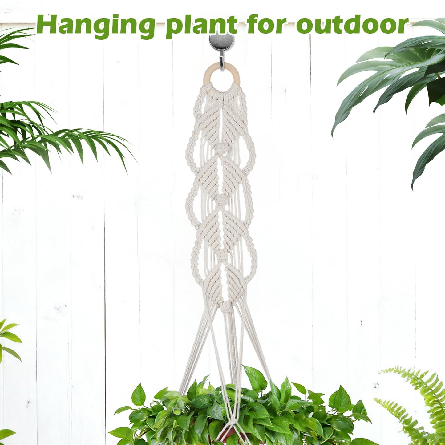 GYHPD Set of 2 Boho Macrame Plant Hanger, 37 Inch Extra Long Plant Hangers Indoor, Hanging Plant Holder for Indoor Plants, Macrame Pot Holder, Hanging Macrame Basket Indoor Garden Decor