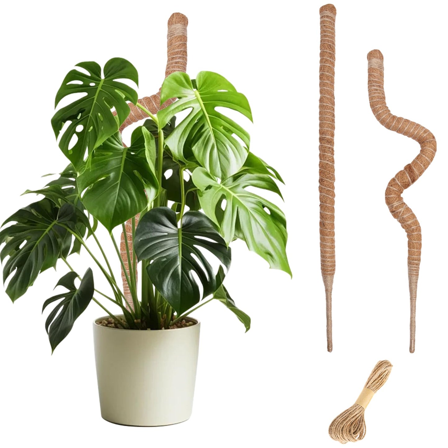 Moss Pole 2 Pack 32 Inch Monstera Plant Support Bendable Moss Pole for Monstera Plants Indoor Handmade Coco Coir Pole Plant Sticks Support Stakes for Potted Plants Philodendron to Grow Upwards