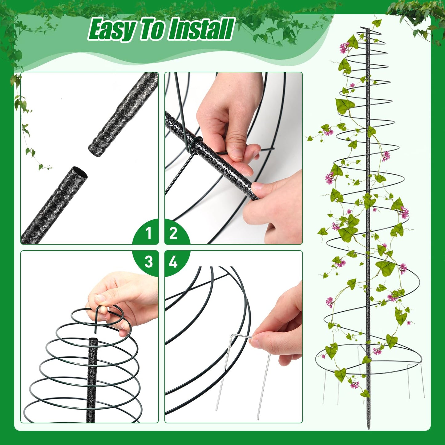 Trellis for Climbing Plants Outdoor,2 Pack Plants Trellis 44 inch Support Metal Garden Trellis for Plants Flowers Light Vegetables Vine Support