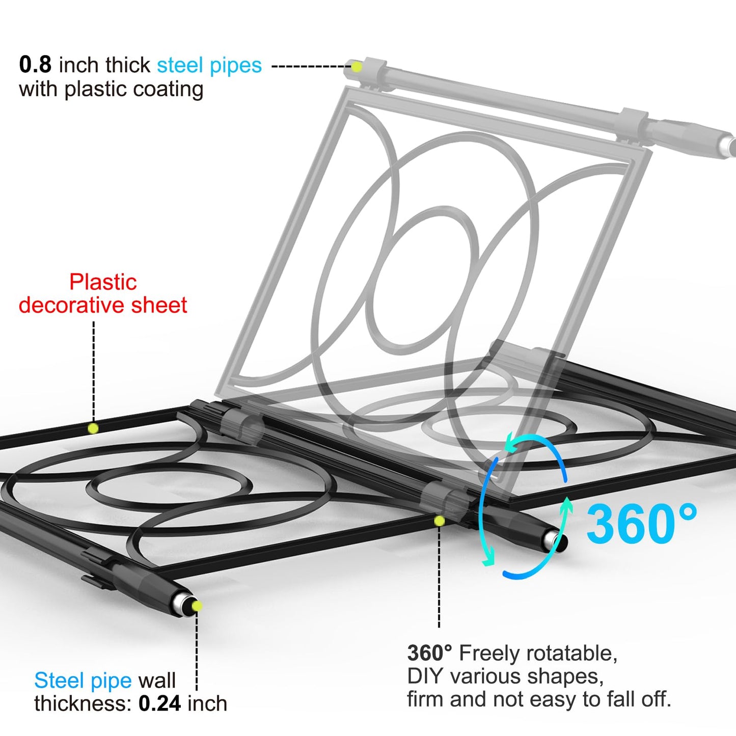 Trellis for Climbing Plants Indoor Outdoor, 24 Rifny Tall Garden Trellis Flower Rose Cucumber Trellis for Vines Pea Support, Wall Large Plant Trellis Fence with Plastic Plastic Screen Frame, 6.2 FT