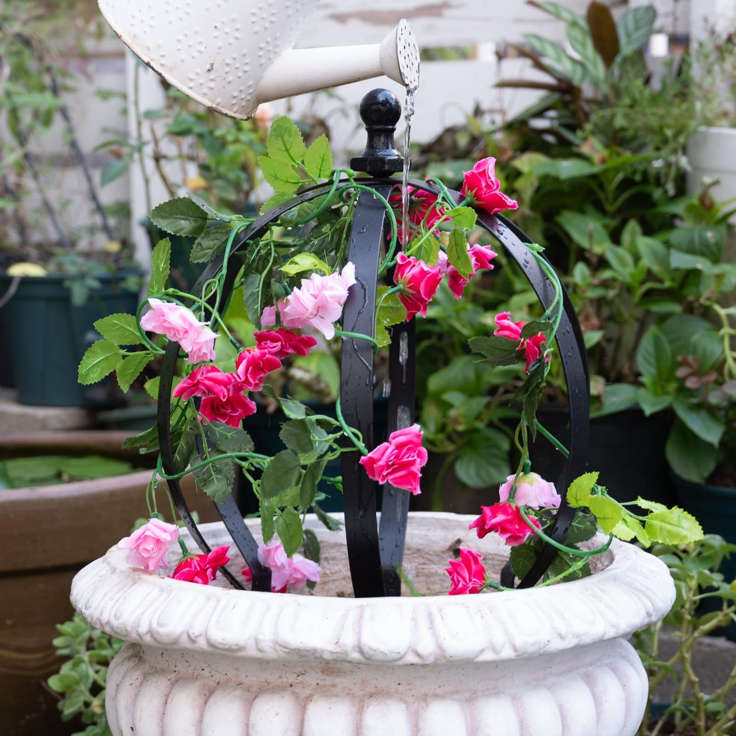 GOOOXIM Metal Garden Trellis - 12.6" x 17.5" Durable Black Powder Coated Obelisk for Climbing Plants, Ideal for Roses, Vines, and Flowers - Easy Assembly for Indoor & Outdoor Use