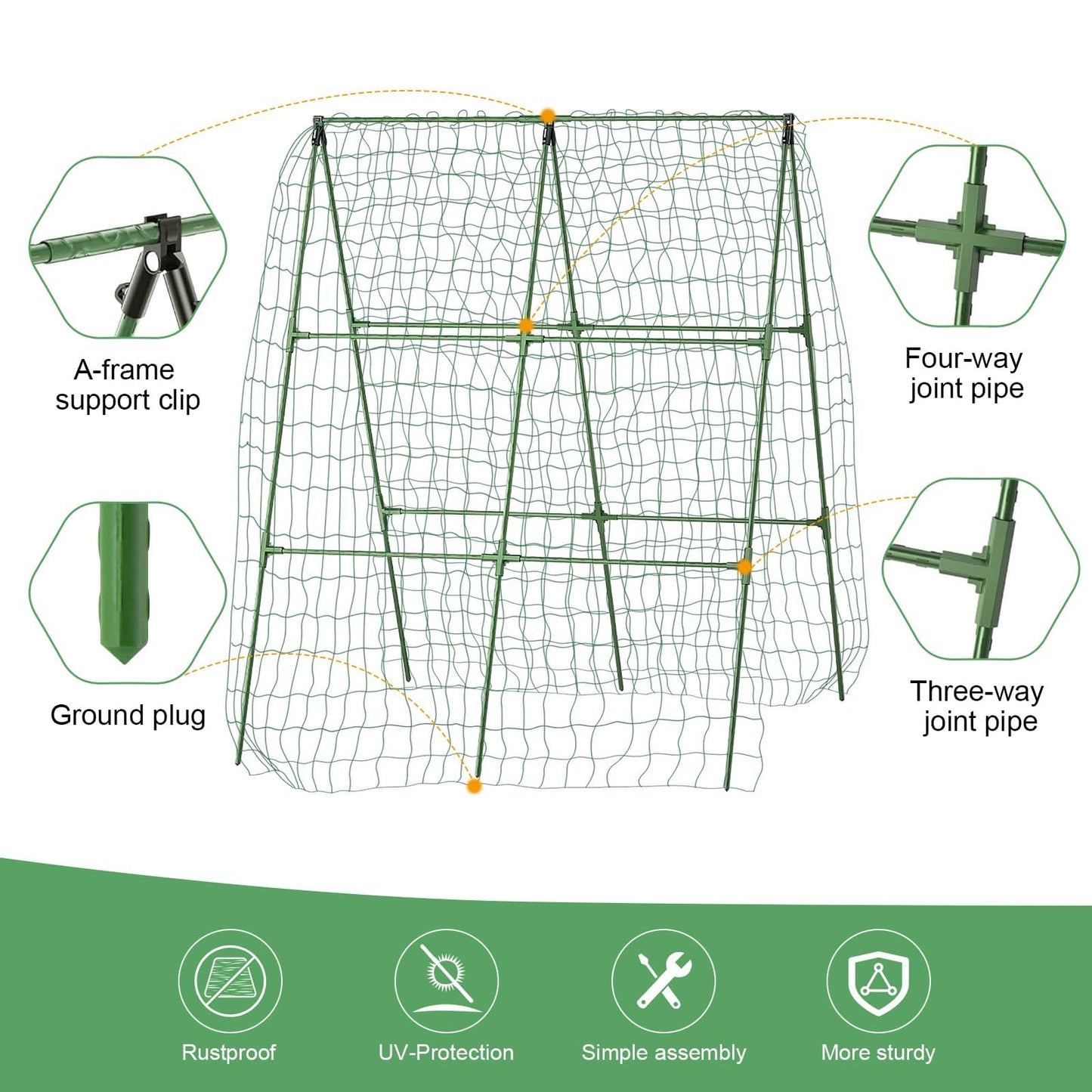 55" H x 36" W Cucumber Trellis for Raised Bed Garden, Cucumber Trelli for Climbing Plants Outdoor，A-Frame Vegetable Grow Supports, Tomato Plant Support for Tomato Squash Zucchini (1PC)