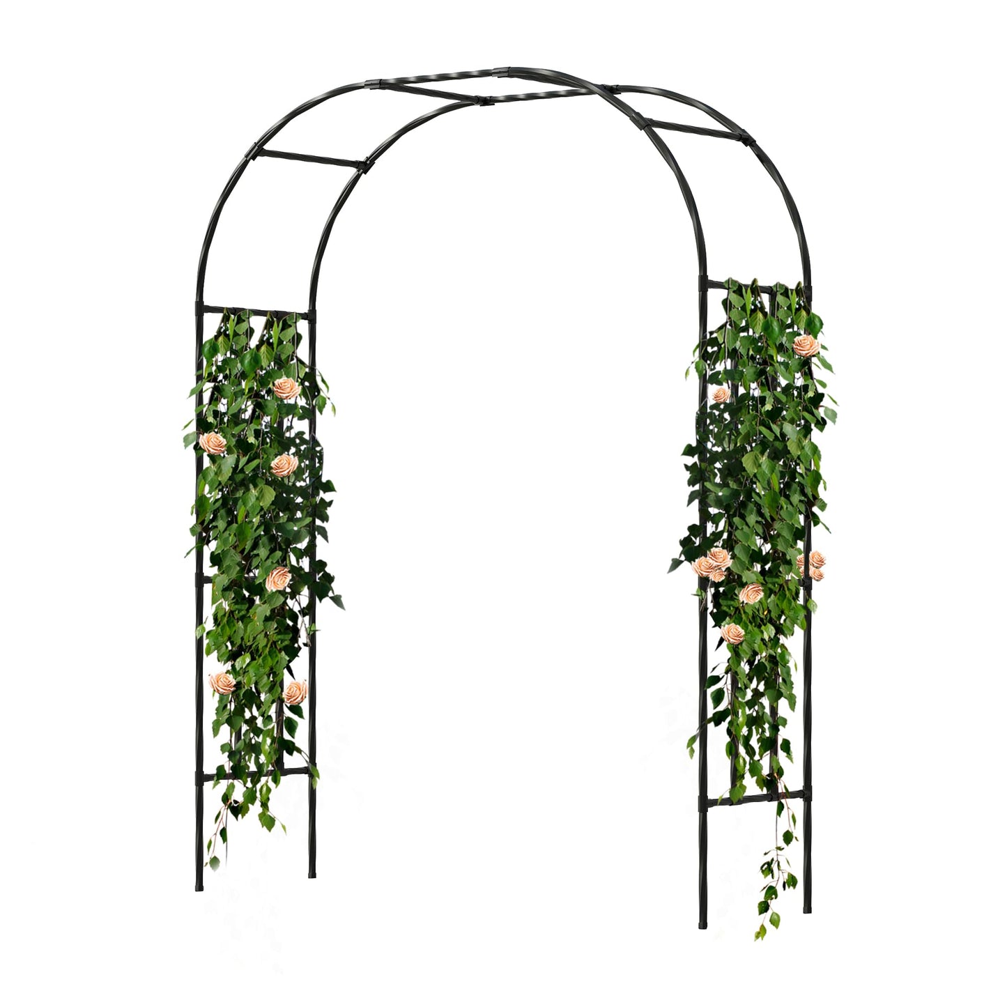 OnlyGarden Garden Arch Trellis, Trellis Arch for Climbing Plants Outdoor, 5FT x 7.9FT Metal Full Garden Arbor, Trellises for Patio Lawn Backyard, Large Garden Archway Decoration Black 59.1" x 94.5in
