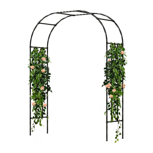 OnlyGarden Garden Arch Trellis, Trellis Arch for Climbing Plants Outdoor, 5FT x 7.9FT Metal Full Garden Arbor, Trellises for Patio Lawn Backyard, Large Garden Archway Decoration Black 59.1" x 94.5in