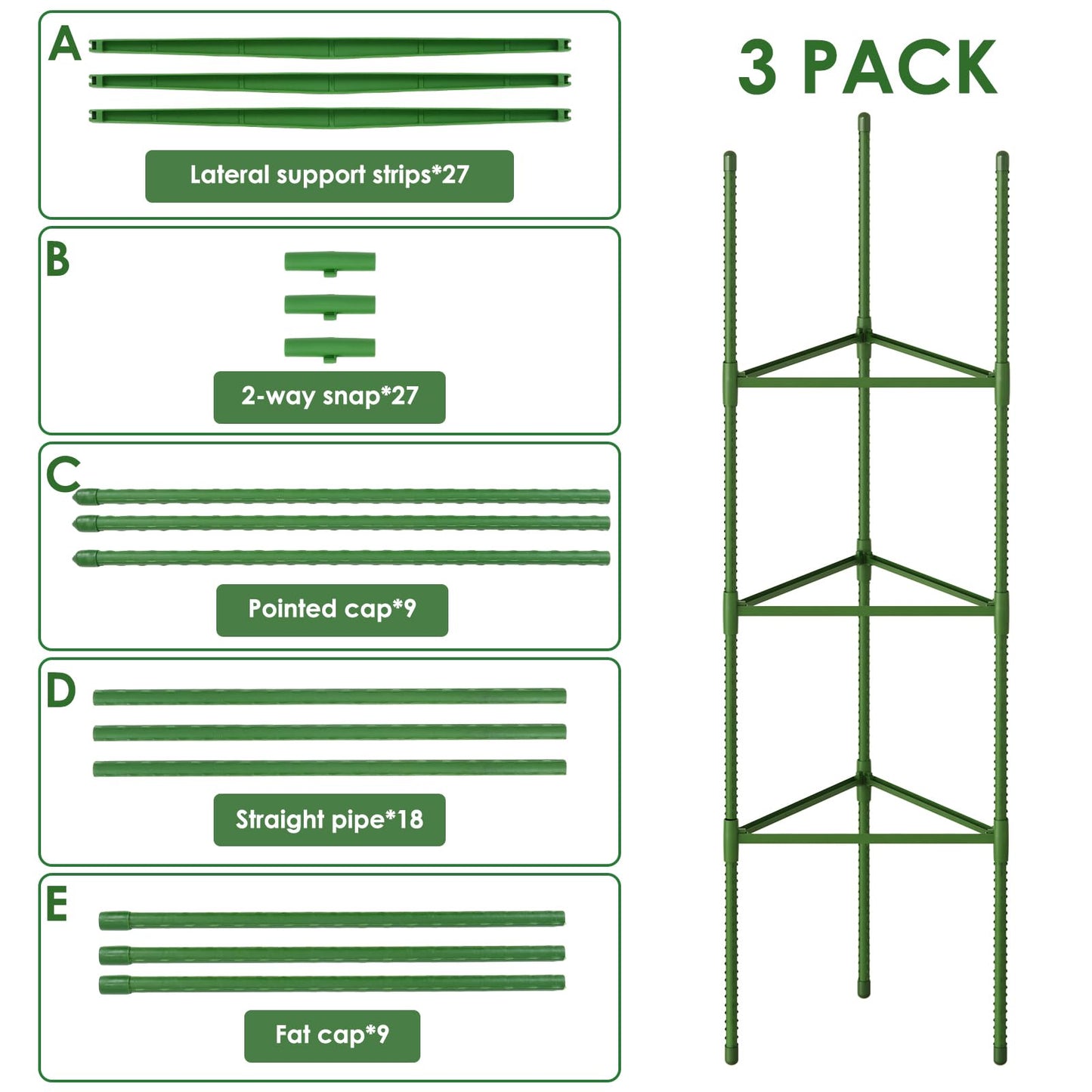 CEWOR Tomato Cage - 3 Pack Tomato Cages for Garden, Up to 51.2" Tall Tomato Trellis Plant Support Garden Stakes, Adjustable Vegetables Structures for Pots, Raised Garden Bed, Climbing Plants Outdoor