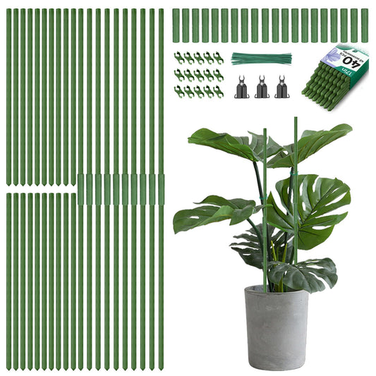 Breeze Touch Garden Trellis for Climbing Plants Outdoor, 40 Pack 17" Tomato Stakes Set with Clips & Connectors,Garden Plant Stakes, Tomato Frame, Cucumber Trellis for Raised Bed & Potted Plants