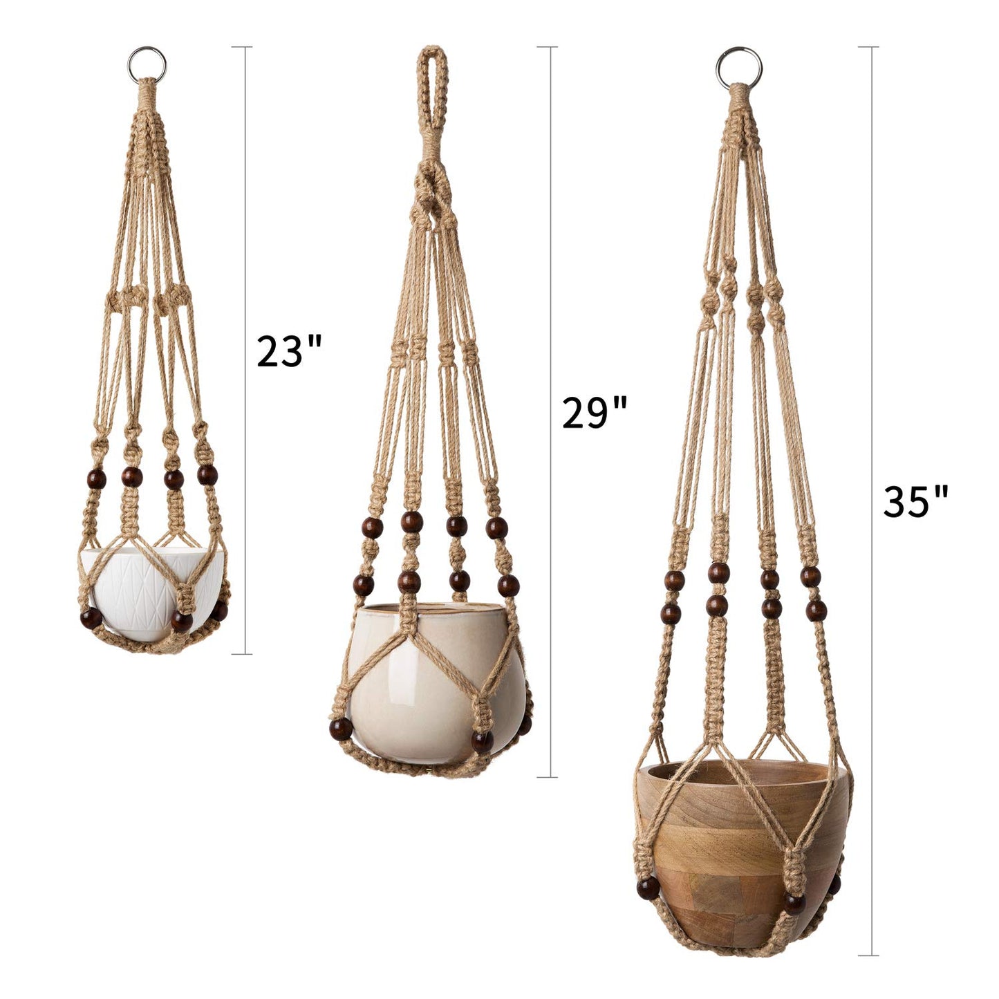 Mkono Set of 5 Macrame Plant Hangers Indoor 4 Different Size Hanging Planter Basket Flower Pot Holder 40"/35"/29"/23", Brown