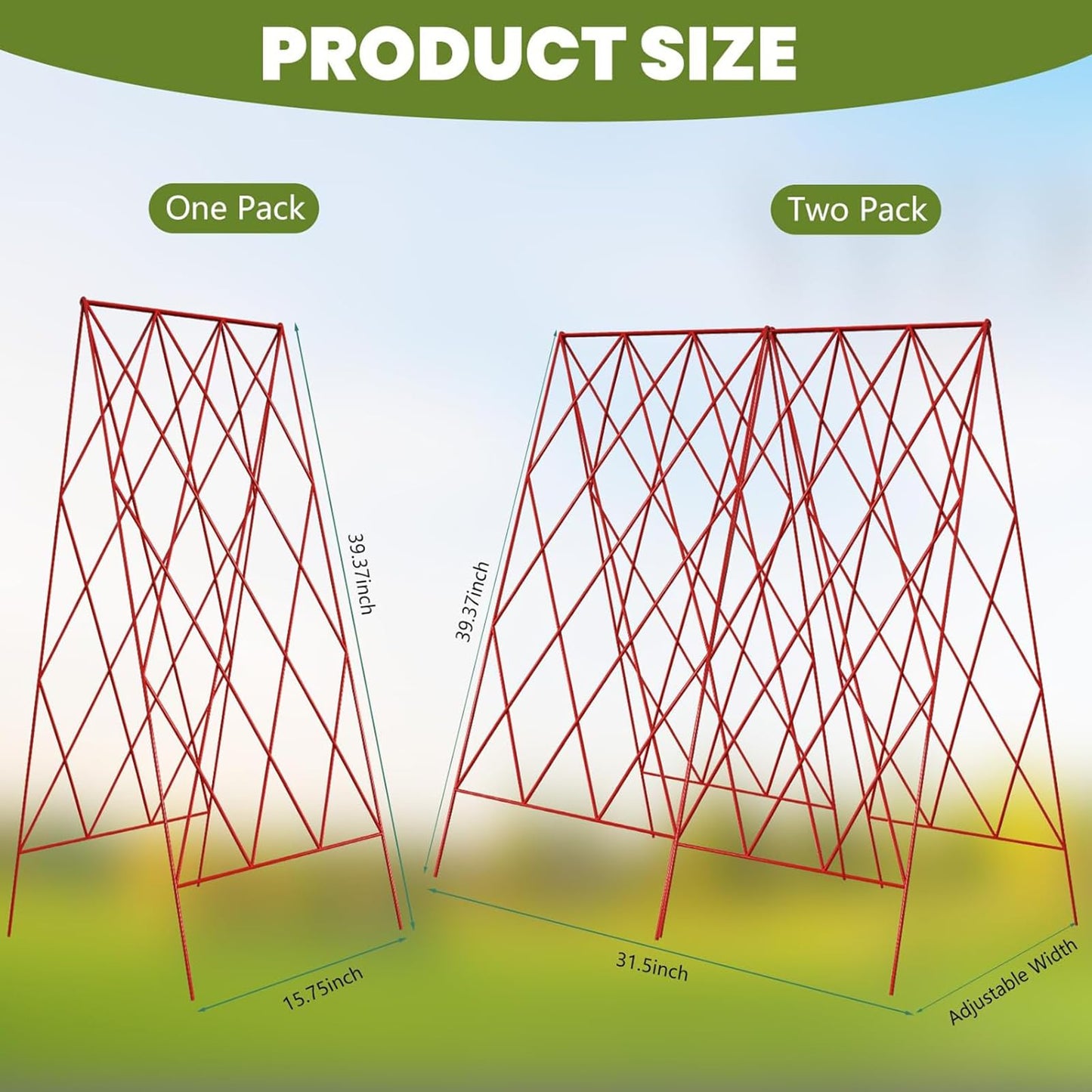 UrGROWA Cucumber Trellis 2 Pack, Foldable A-Frame Garden Trellis for Raised Bed Garden Grow Support with Plant Support Clips, Twist Ties, Plastic Ties, for Cucumber,Tomato, Climbing Plants and Flowers
