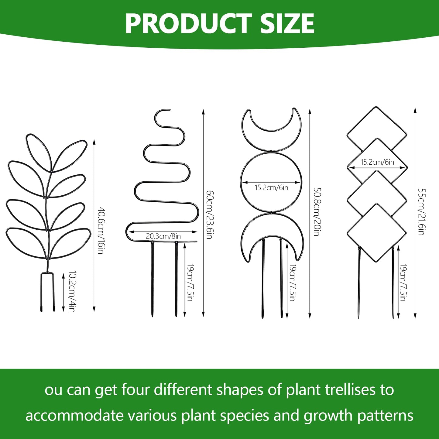 4 Pack Plant Trellis for Climbing Plants Indoor Outdoor, Garden Trellis for Potted Plants, Metal Climbing Plant Support for Houseplant