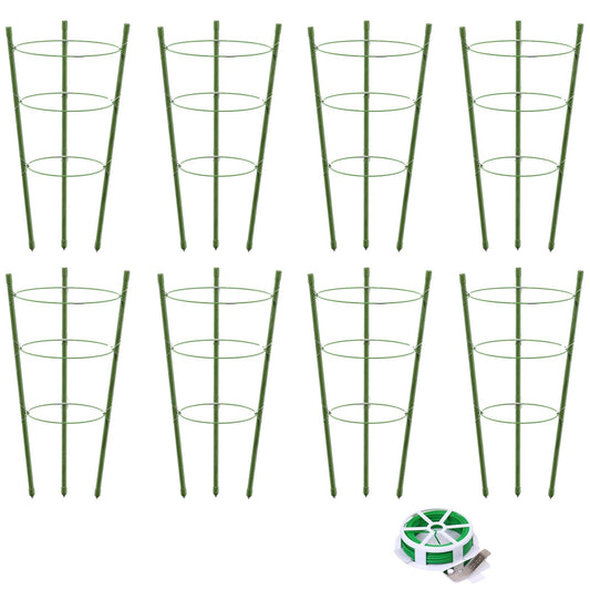 TOCCYARD 8 Pack Plant Support Tomato Cages for Garden, 18 Inches Small Tomato Cages and Supports with Adjustable Rings for Garden Pots, Plant Stakes Tomato Trellis Rings for Climbing Plants