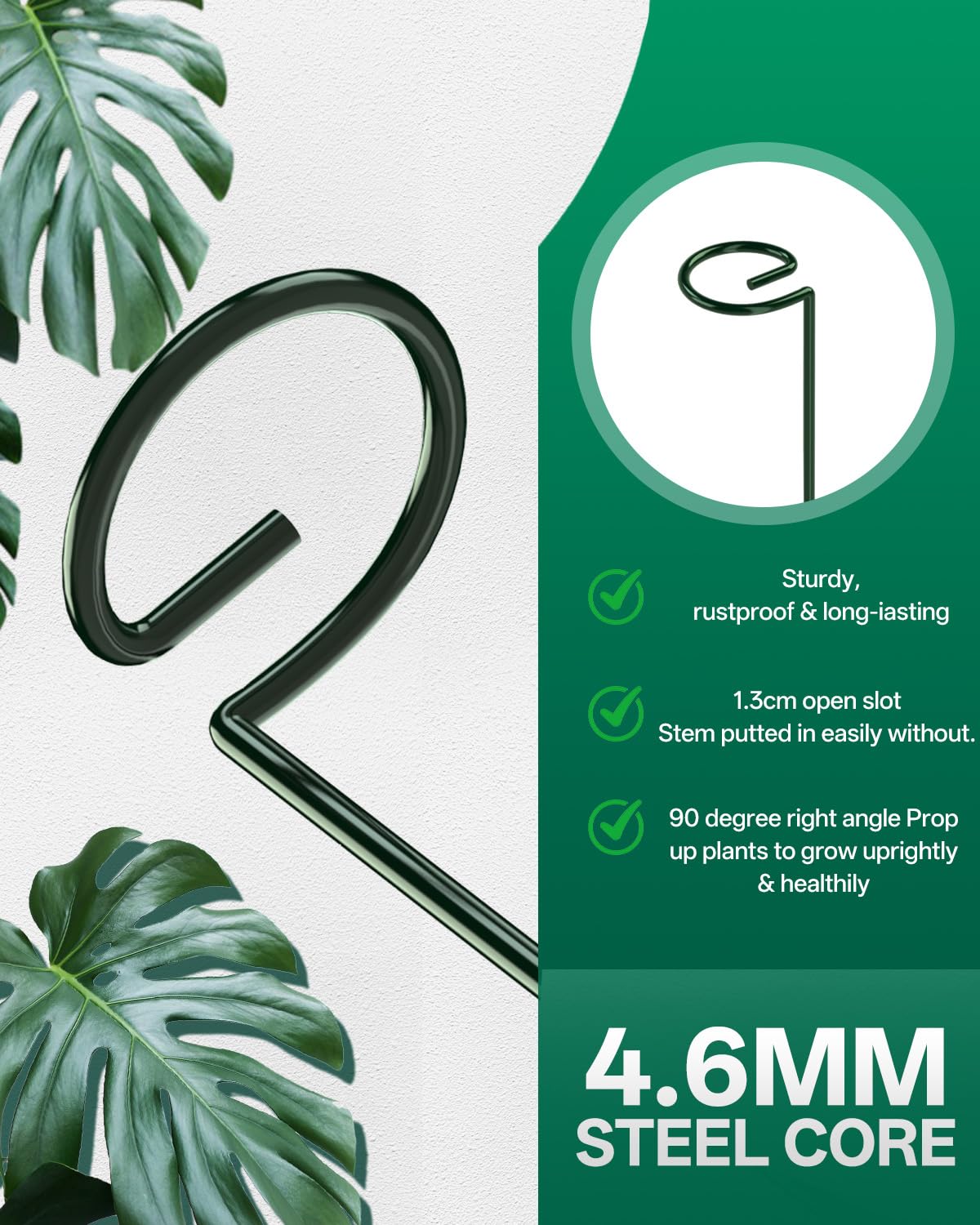 Breeze Touch 12 Pack Plant Stakes, 16 Inch Plant Support Stakes with 15 Twist Ties, Plant Sticks Support, Flower Stakes for Plants Peony, Tomato Seedling, Marigold, Amaryllis, Sapling, Coreopsis