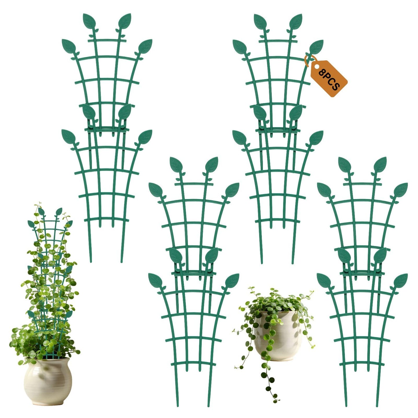 Ehpiern 4 Pack Trellis for Potted Plants, Simple to Install Stackable Small Plant Trellis for Indoor & Outdoor, Climbing Plant Support for Pothos, Houseplants Flower, Hoya, Vine, Ivy