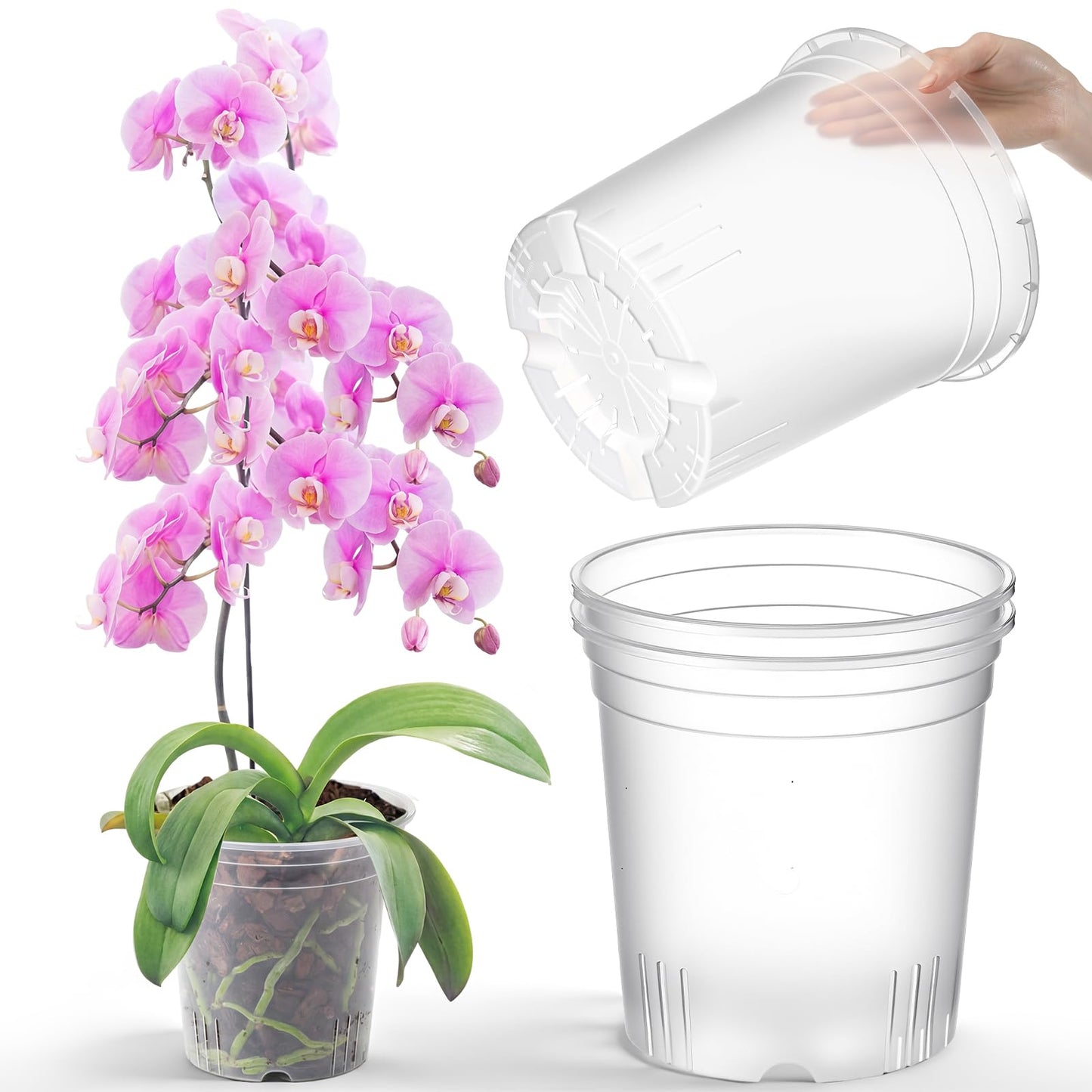 Ziliny 4 Pack 9.4 Inch Large Clear Nursery Pots for Plants Flexible Clear Plastic Nursery Pots with Drainage Hole Transparent Plastic Seedling Planter for Indoor Outdoor Rooting Visibility